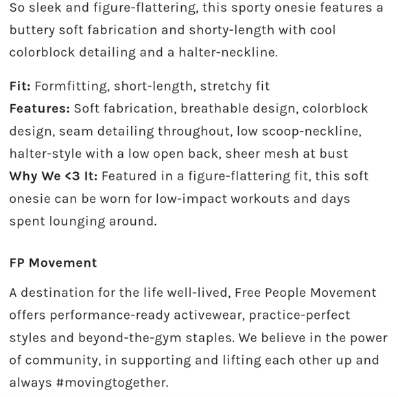 Nwot Free People Movement Push Things Forward Runsie - Picture 5 of 14